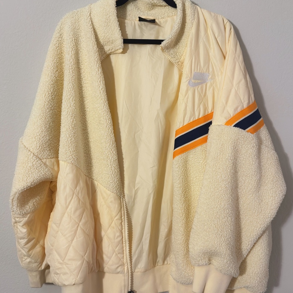 Nike Cream and Orange Fleece Jacket
